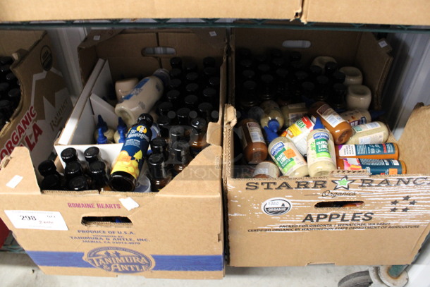 ALL ONE MONEY! Lot of 2 Boxes of Condiment Bottles Including Sir Kensington Golden Citrus Vinaigrette and Hellmann's Cilantro Lime Sauce! 