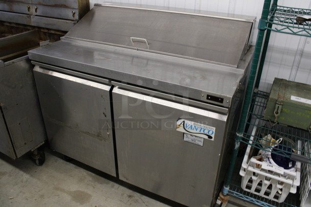 Avantco Model 178SCL2 Stainless Steel Commercial Sandwich Salad Prep Table Bain Marie Mega Top on Commercial Casters. 115 Volts, 1 Phase. 47x30x43. Tested and Powers On But Does Not Get Cold - Image 2 of 5