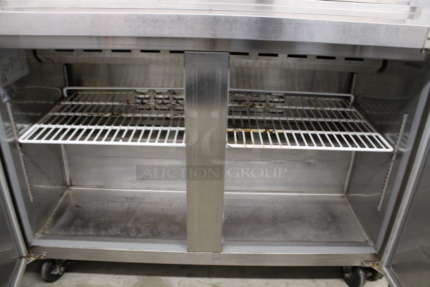 Avantco Model 178SCL2 Stainless Steel Commercial Sandwich Salad Prep Table Bain Marie Mega Top on Commercial Casters. 115 Volts, 1 Phase. 47x30x43. Tested and Powers On But Does Not Get Cold - Image 4 of 5