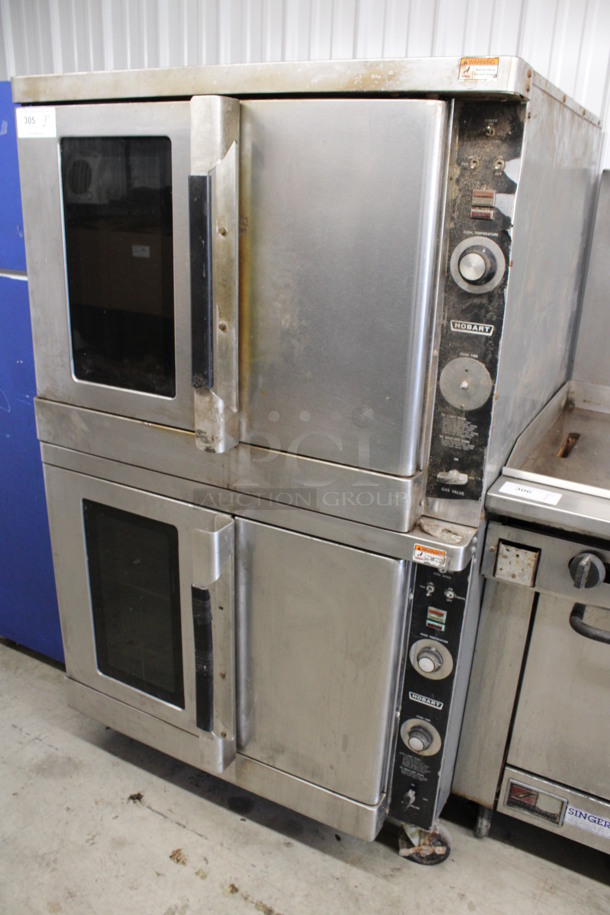 2 Hobart Stainless Steel Commercial Natural Gas Powered Full Size Convection Oven w/ View Through Door, Solid Door, Metal Oven Racks and Thermostatic Controls on Commercial Casters. 38x37x64. 2 Times Your Bid! - Image 2 of 7