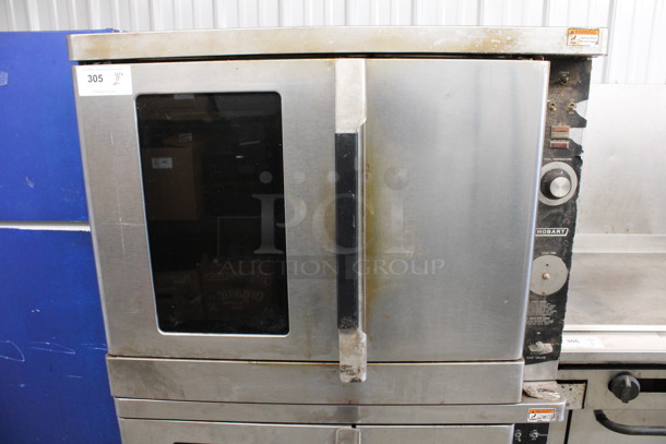 2 Hobart Stainless Steel Commercial Natural Gas Powered Full Size Convection Oven w/ View Through Door, Solid Door, Metal Oven Racks and Thermostatic Controls on Commercial Casters. 38x37x64. 2 Times Your Bid! - Image 4 of 7