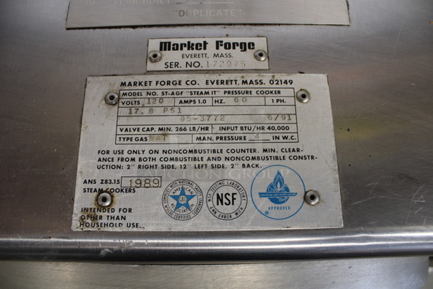 Market Forge Model ST-AGF Stainless Steel Commercial Natural Gas Powered Single Cabinet Pressure Steamer w/ Under Shelf. 40,000 BTU. 19x28x57 - Image 6 of 7