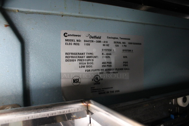 2015 Delfield Model D4472N-30M-A10 Stainless Steel Commercial Prep Table w/ 3 Lids and 6 Drawers on Commercial Casters. 115 Volts, 1 Phase. 72x32x37. Tested and Working! - Image 8 of 9