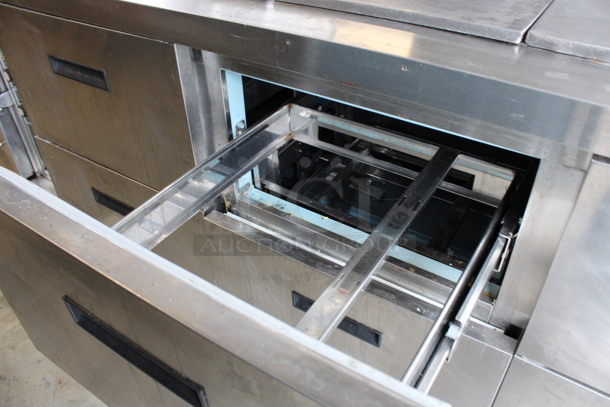 2015 Delfield Model D4472N-30M-A10 Stainless Steel Commercial Prep Table w/ 3 Lids and 6 Drawers on Commercial Casters. 115 Volts, 1 Phase. 72x32x37. Tested and Working! - Image 9 of 9