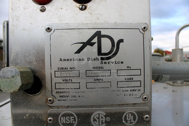 American Dish Service ADJ Model AF-3DS Stainless Steel Commercial Straight Pass Through Dishwasher. Goes GREAT w/ Lots 320 and 322! 120 Volts, 1 Phase. 33x33x70 - Image 7 of 7