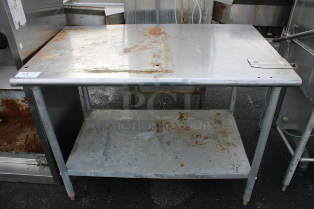 Metal Commercial Table w/ Commercial Can Opener Mount and Metal Under Shelf. 48x30x36