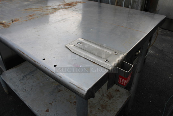Metal Commercial Table w/ Commercial Can Opener Mount and Metal Under Shelf. 48x30x36 - Image 3 of 4