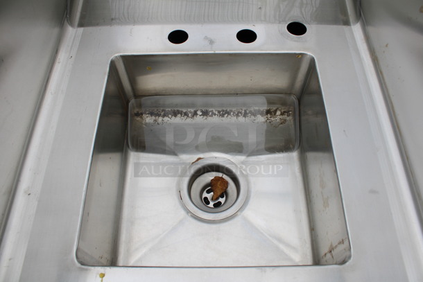 Stainless Steel Commercial Single Bay Sink w/ Side and Back Splash Guards. 19x29x19 - Image 3 of 6