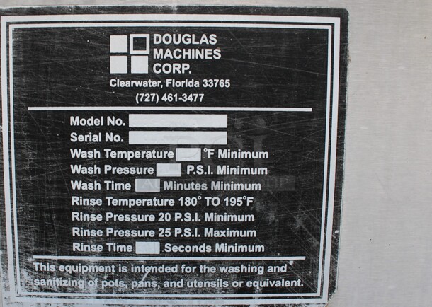 Douglas Model SD36-G-240/G Stainless Steel Commercial Floor Style Pot Pan Washer. 480 Volts, 3 Phase. 83x38x104 - Image 3 of 8