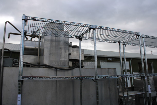 Chrome Finish 4 Tier Shelving Unit w/ 6 Poles. BUYER MUST DISMANTLE. PCI CANNOT DISMANTLE FOR SHIPPING. PLEASE CONSIDER FREIGHT CHARGES. 60x18x86. Each Metro Is 30" Wide. - Image 3 of 4