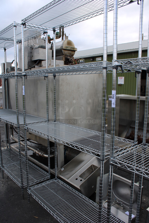 Chrome Finish 4 Tier Shelving Unit. BUYER MUST DISMANTLE. PCI CANNOT DISMANTLE FOR SHIPPING. PLEASE CONSIDER FREIGHT CHARGES. 48x18x86 - Image 4 of 4