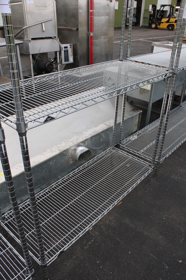 Chrome Finish 4 Tier Shelving Unit. BUYER MUST DISMANTLE. PCI CANNOT DISMANTLE FOR SHIPPING. PLEASE CONSIDER FREIGHT CHARGES. 48x18x86 - Image 3 of 4