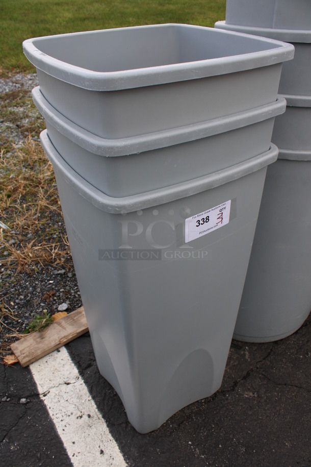 3 Gray Poly Trash Cans. 15.5x15.5x31. 3 Times Your Bid! - Image 2 of 3