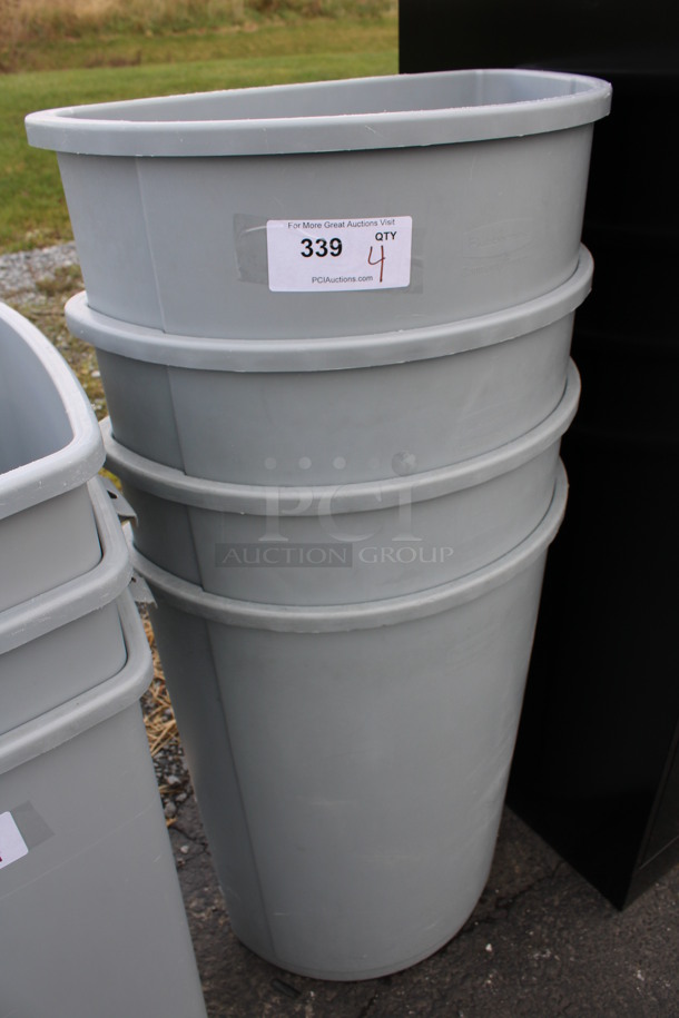 4 Rubbermaid Gray Poly Trash Cans. 21x11.5x28.5. 4 Times Your Bid! - Image 2 of 3