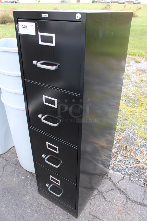 OfficeMax Black Metal 4 Drawer Filing Cabinet. 15x22x52 - Image 2 of 7