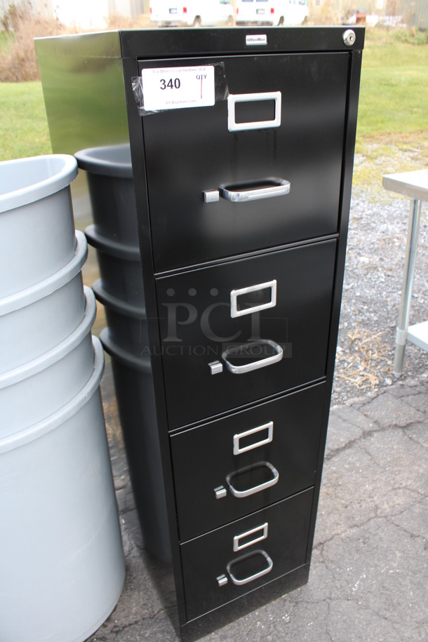 OfficeMax Black Metal 4 Drawer Filing Cabinet. 15x22x52 - Image 3 of 7