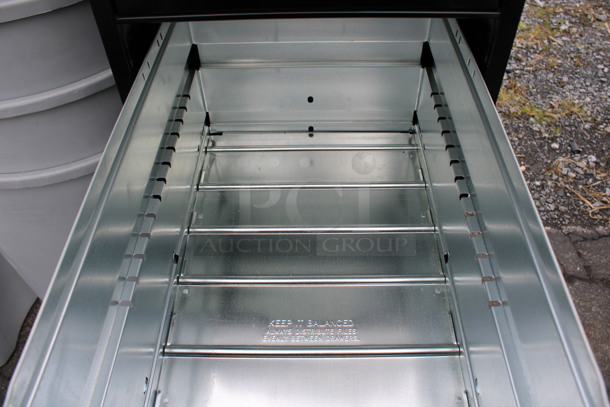 OfficeMax Black Metal 4 Drawer Filing Cabinet. 15x22x52 - Image 5 of 7
