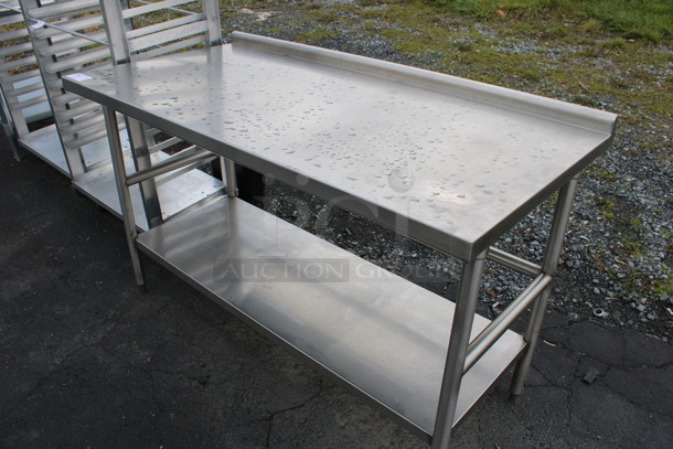 Stainless Steel Commercial Table w/ Under Shelf and Backsplash. 60x30x39