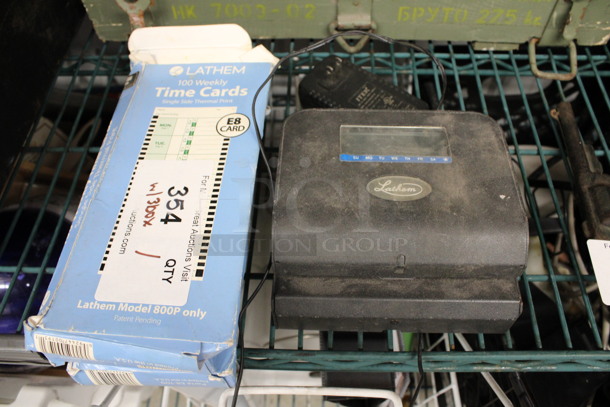 Lathem Countertop Time Clock w/ 3 Boxes of Time Cards. 6x6x3 - Image 1 of 5