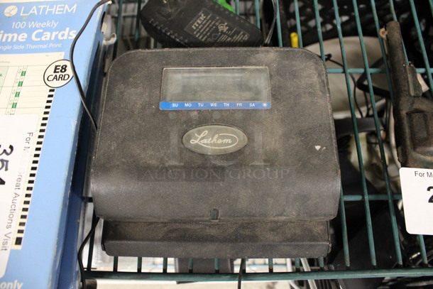 Lathem Countertop Time Clock w/ 3 Boxes of Time Cards. 6x6x3 - Image 2 of 5