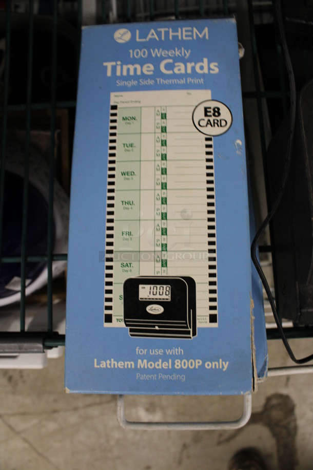 Lathem Countertop Time Clock w/ 3 Boxes of Time Cards. 6x6x3 - Image 5 of 5