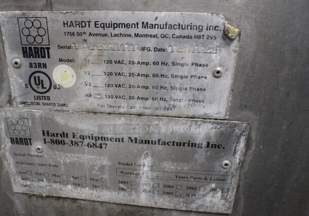 Hardt Model H4 Stainless Steel Commercial Floor Style Rotisserie Pot Pan Cleaning Soaker w/ Lid on Commercial Casters. 120 Volts, 1 Phase. 51x34x41 - Image 5 of 5