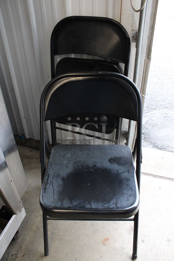 2 Black Metal Folding Chairs. 18x17x30. 2 Times Your Bid!
