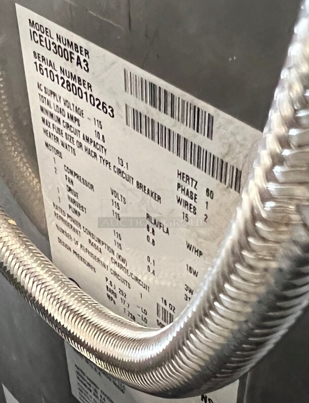 Ice O Matic Model ICEU300FA3 Stainless Steel Commercial Air Cooled Self Contained Undercounter Ice Machine on Commercial Casters. 115 Volts, 1 Phase. 30x29x40 - Image 7 of 7