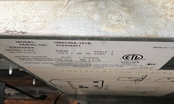 Manitowoc Model UR0140A-161B Stainless Steel Commercial Air Cooled Self Contained Undercounter Ice Machine. 115 Volts, 1 Phase. 26x26x39 - Image 6 of 6