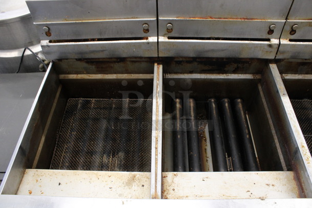 Pitco Frialator Model SG18 Stainless Steel Commercial Natural Gas Powered 4 Bay Deep Fat Fryer w/ Filtration System on Commercial Casters. 140,000 BTU. 79x35x46 - Image 3 of 8