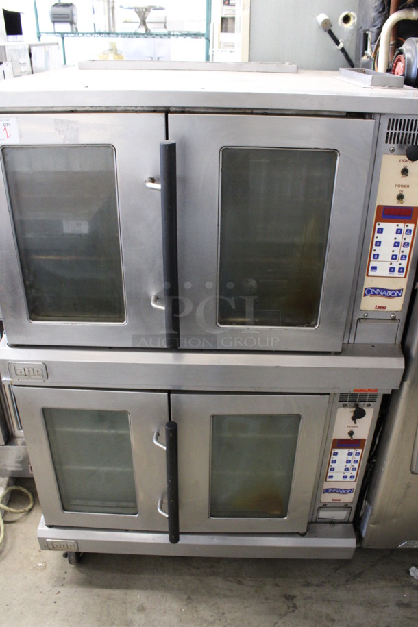 2 Lang Stainless Steel Commercial Electric Powered Full Size Convection Oven w/ View Through Doors and Metal Oven Racks. 220-480 Volts, 3 Phase. 40x39x62. 2 Times Your Bid!