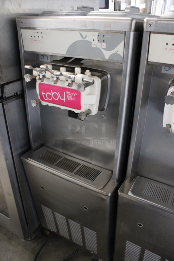 Taylor Model 794-33 Stainless Steel Commercial Floor Style Water Cooled 2 Flavor w/ Twist Soft Serve Ice Cream Machine on Commercial Casters. 208-230 Volts, 3 Phase. 20x34x59 - Image 2 of 7