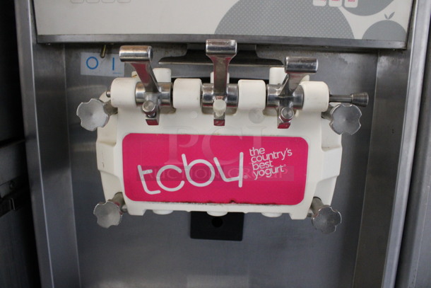 Taylor Model 794-33 Stainless Steel Commercial Floor Style Water Cooled 2 Flavor w/ Twist Soft Serve Ice Cream Machine on Commercial Casters. 208-230 Volts, 3 Phase. 20x34x59 - Image 3 of 7