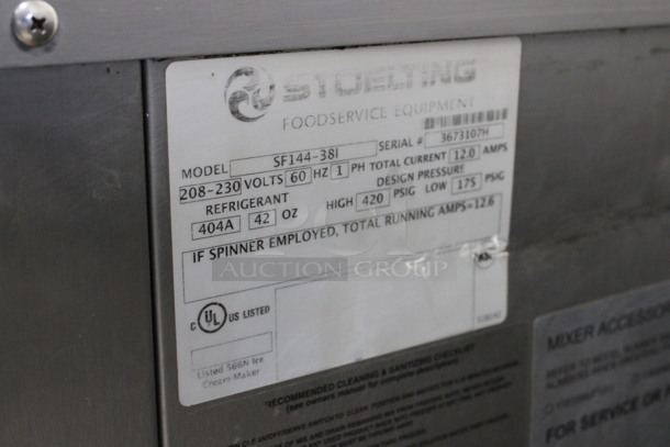 2011 Stoelting Model SF144-38I Stainless Steel Commercial Countertop Air Cooled 2 Flavor Soft Serve Ice Cream Machine w/ Milkshake Mixer. 208-230 Volts, 1 Phase. 22x32x34 - Image 6 of 8
