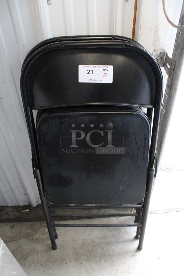 2 Black Metal Folding Chairs. 18x17x30. 2 Times Your Bid! - Image 2 of 5