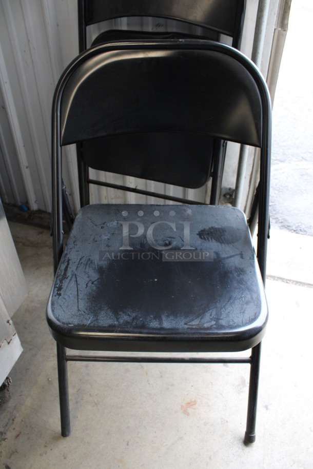 2 Black Metal Folding Chairs. 18x17x30. 2 Times Your Bid! - Image 3 of 5