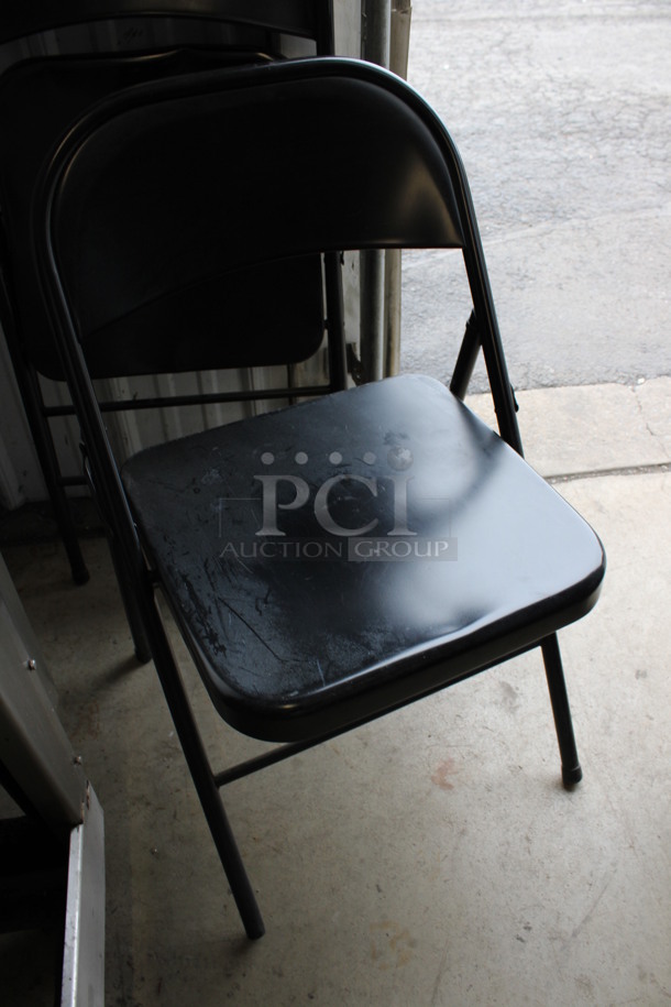 2 Black Metal Folding Chairs. 18x17x30. 2 Times Your Bid! - Image 4 of 5