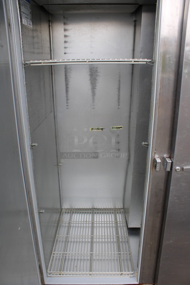 Beverage Air Model EF48-1AS Stainless Steel Commercial 2 Door Reach In Freezer w/ Poly Coated Racks on Commercial Casters. 115 Volts, 1 Phase. 52x34x84. Cannot Test Due To Cut Power Cord - Image 6 of 7
