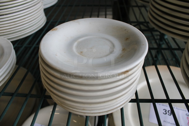 10 White Ceramic Saucers. 4.5x4.5x0.5. 10 Times Your Bid!