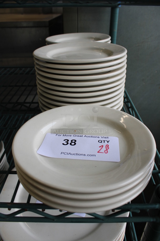 28 White Ceramic Plates. 7x7x1. 28 Times Your Bid!