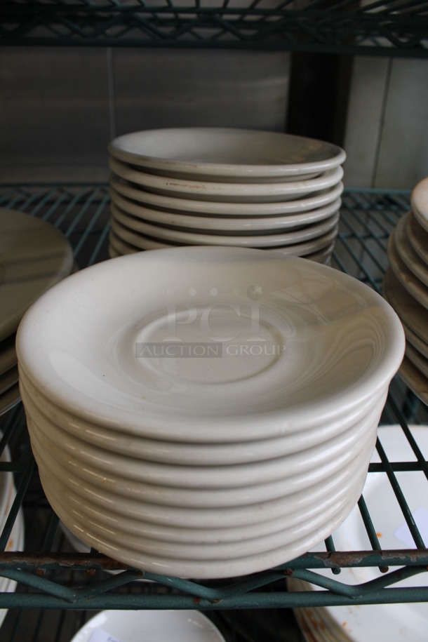 21 White Ceramic Saucers. 6x6x1. 21 Times Your Bid!