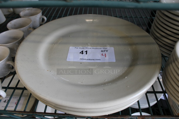 4 White Ceramic Plates. 12x12x1.5. 4 Times Your Bid!