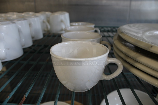 5 White Ceramic Mugs. 3.5x3x2. 5 Times Your Bid! - Image 1 of 3