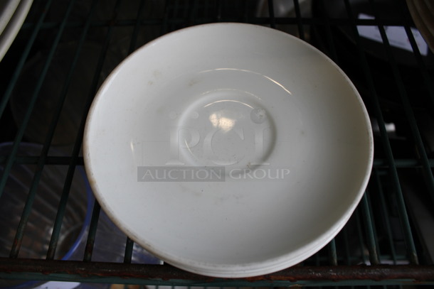 5 White Ceramic Saucers. 5.5x5.5x0.5. 5 Times Your Bid! - Image 1 of 3