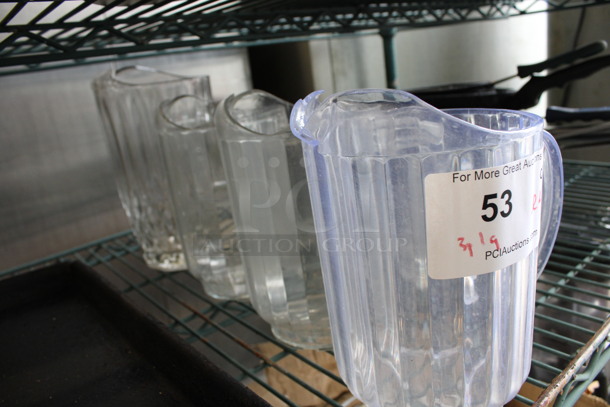 4 Various Clear Pitchers; 3 Poly and 1 Glass. Includes 7x5x8. 4 Times Your Bid! - Image 3 of 3