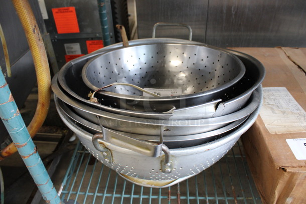 5 Various Metal Colanders. Includes 16x16x6. 5 Times Your Bid!