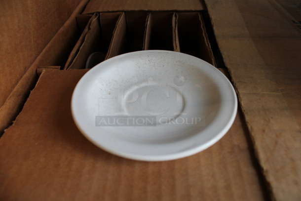 23 BRAND NEW IN BOX! White Ceramic Saucers. 4.5x4.5x0.5. 23 Times Your Bid!