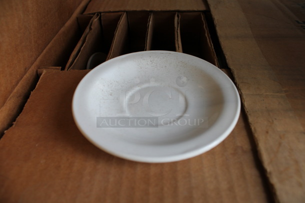 23 BRAND NEW IN BOX! White Ceramic Saucers. 4.5x4.5x0.5. 23 Times Your Bid! - Image 1 of 4