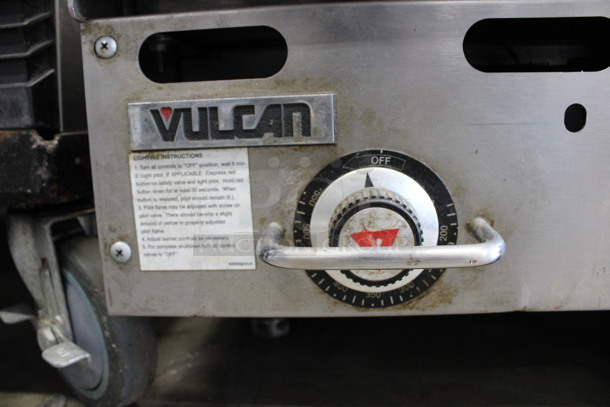 Vulcan Stainless Steel Commercial Countertop Natural Gas Powered Flat Top Griddle w/ Thermostatic Controls and Gas Hose. 36x32x15.5 - Image 2 of 6