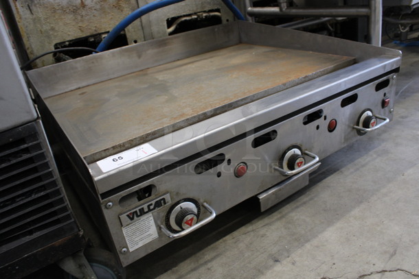 Vulcan Stainless Steel Commercial Countertop Natural Gas Powered Flat Top Griddle w/ Thermostatic Controls and Gas Hose. 36x32x15.5 - Image 3 of 6